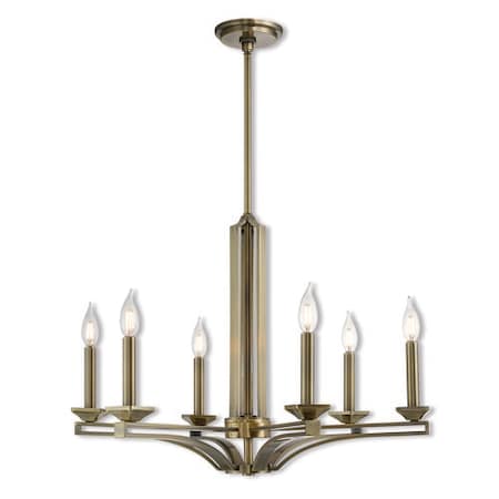 Livex Lighting Trumbull 6 Light Antique Brass Chandelie 40056-01